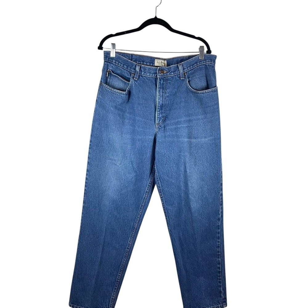L.L.Bean Jeans Mens 36x30 Blue Relaxed Fit 100% Cotton Denim Pants Straight Leg